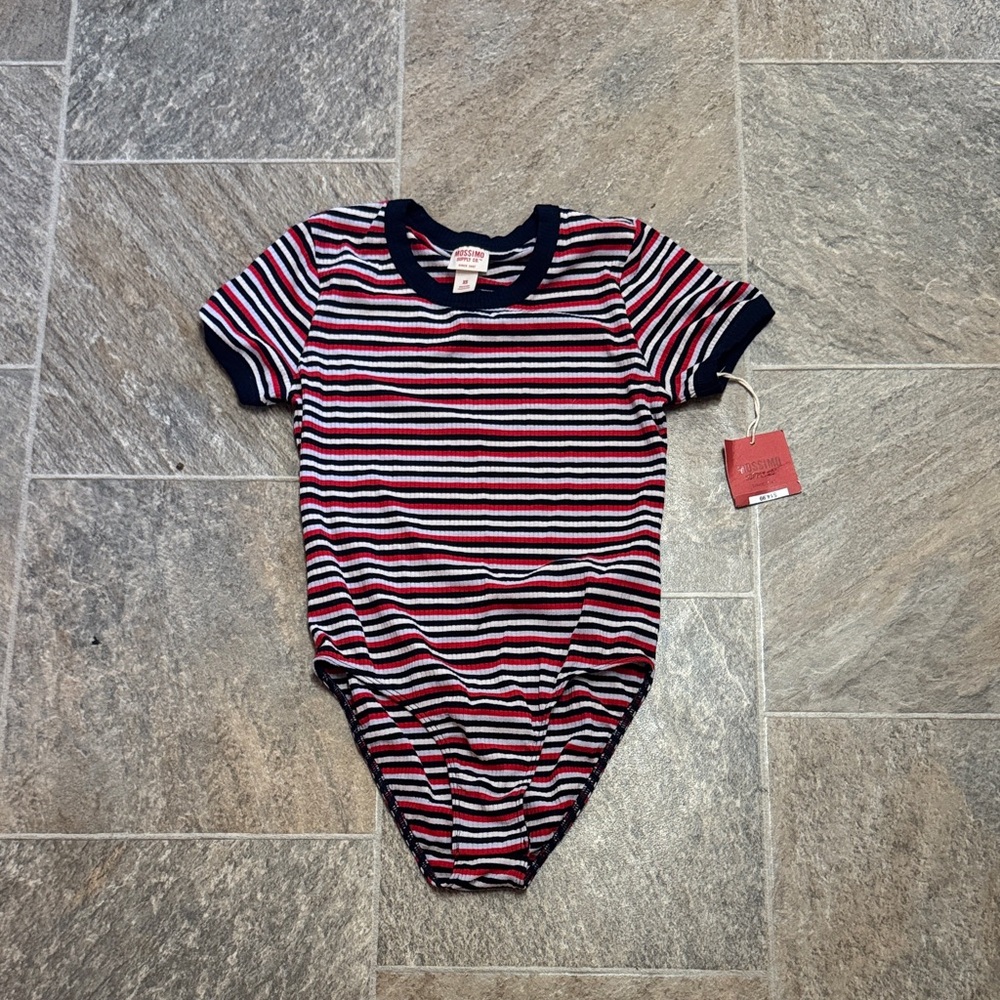 Mossimo Supply Co. Red and Black Striped Bodysuit